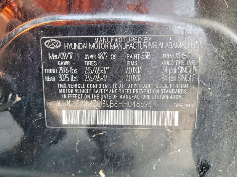 2017 Hyundai Santa Fe Sport მანქანა იყიდება აუქციონზე, vin: 5NMZU3LB8HH048593, აუქციონის ნომერი: 66842046