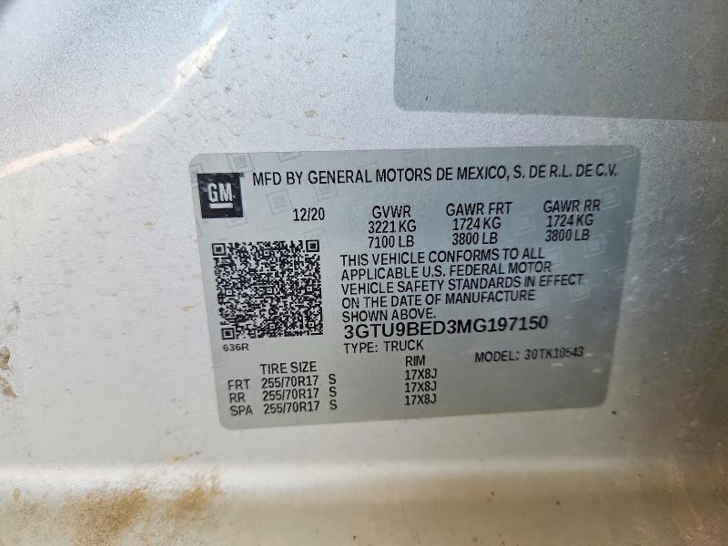 64328826 :رقم المزاد ، 3GTU9BED3MG197150 vin ، 2021 Gmc Sierra مزاد بيع