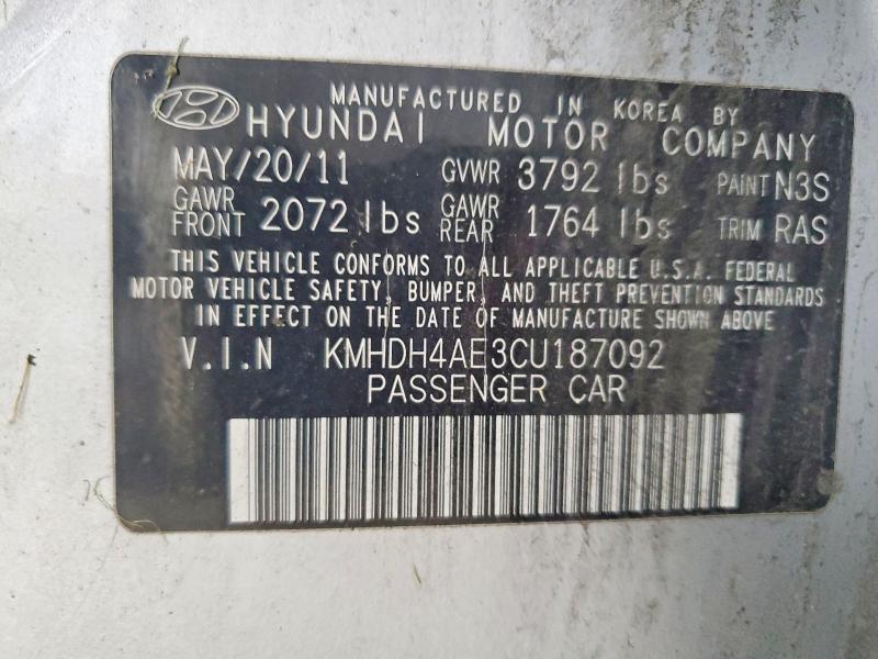 Aukcja sprzedaży 2012 Hyundai Elantra, vin: KMHDH4AE3CU187092, numer aukcji: 66574536