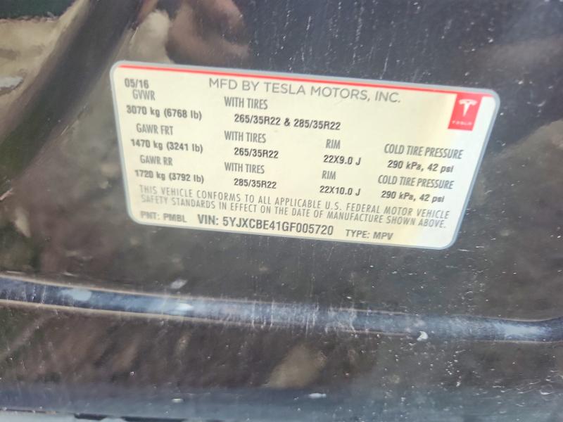 63558986 :رقم المزاد ، 5YJXCBE41GF005720 vin ، 2016 Tesla Model X مزاد بيع