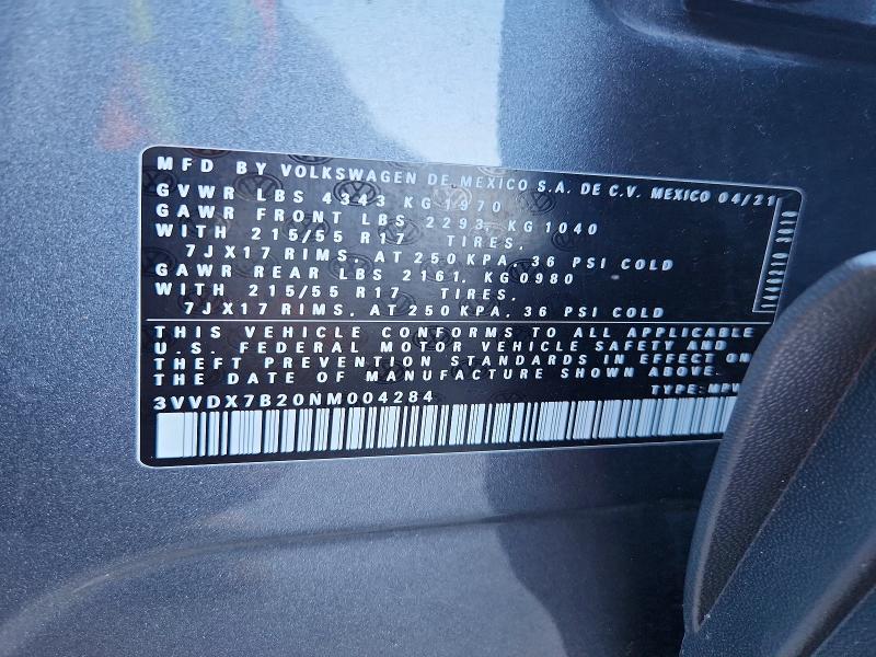 Продаж на аукціоні авто 2022 Volkswagen Taos, vin: 3VVDX7B20NM004284, номер лоту: 65516736