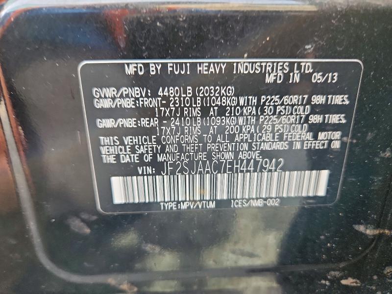 64688946 :رقم المزاد ، JF2SJAAC7EH447942 vin ، 2014 Subaru Forester مزاد بيع