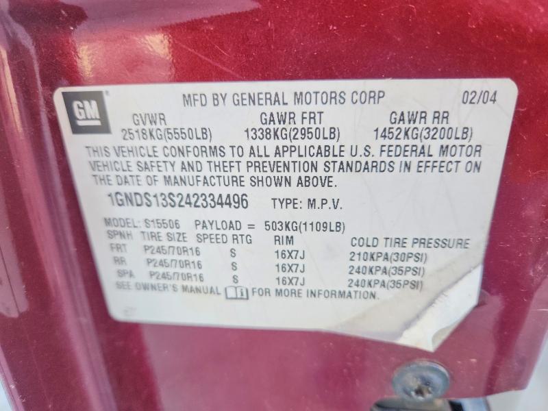 Продажа на аукционе авто 2004 Chevrolet Trailblazer, vin: 1GNDS13S242334496, номер лота: 65241256