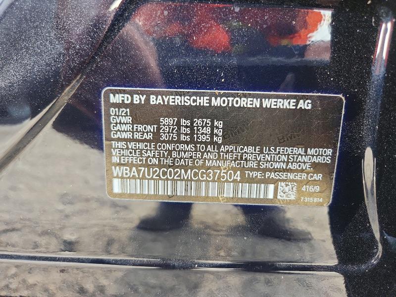 Aukcja sprzedaży 2021 Bmw 750, vin: WBA7U2C02MCG37504, numer aukcji: 66339656