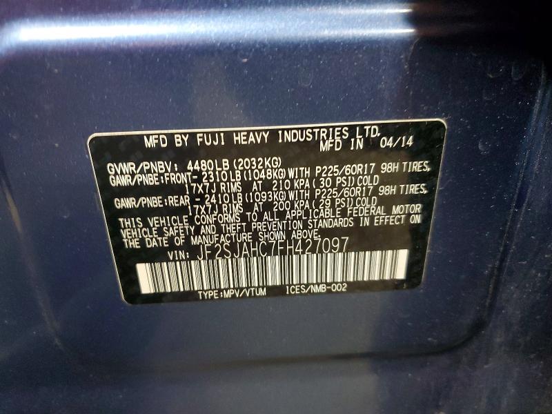 Aukcja sprzedaży 2015 Subaru Forester, vin: JF2SJAHC7FH427097, numer aukcji: 65931286