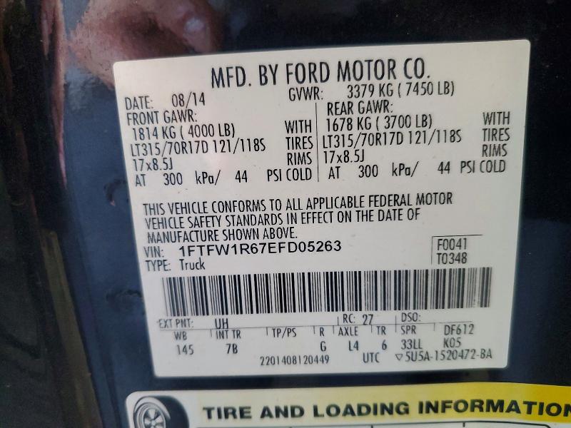 Aukcja sprzedaży 2014 Ford F150, vin: 1FTFW1R67EFD05263, numer aukcji: 64773976