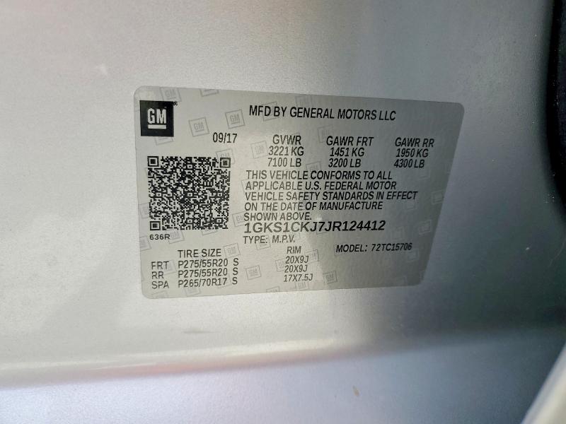 Продажа на аукционе авто 2018 Gmc Yukon, vin: 1GKS1CKJ7JR124412, номер лота: 63756226
