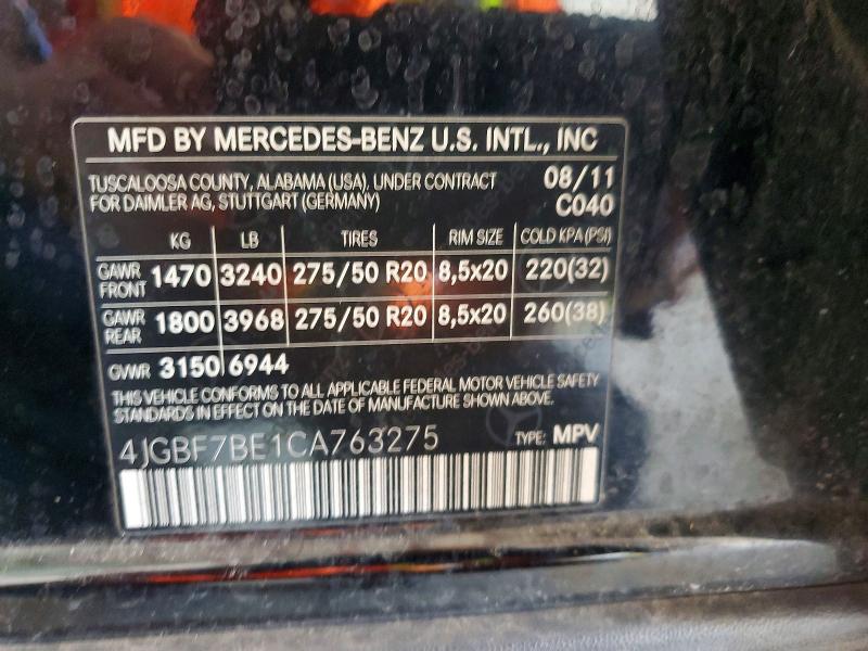 Aukcja sprzedaży 2012 Mercedes-benz Gl, vin: 4JGBF7BE1CA763275, numer aukcji: 65688536