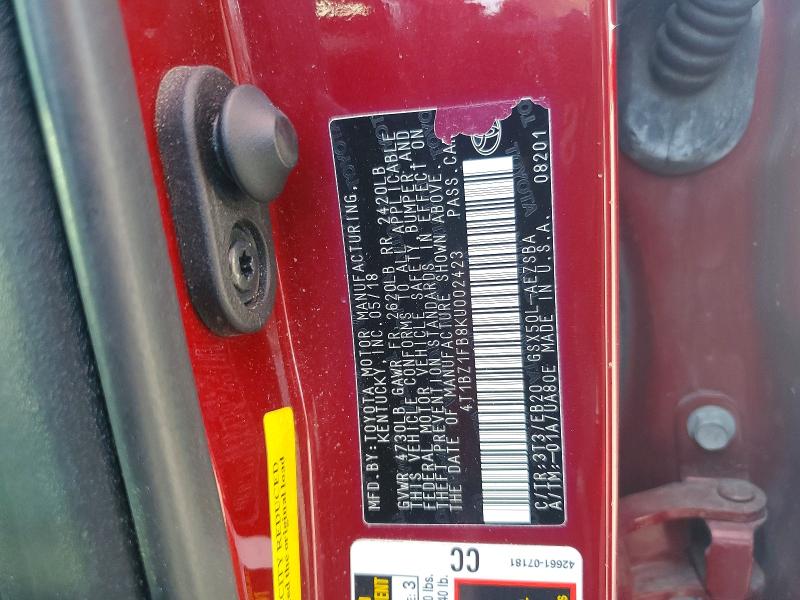 64623996 :رقم المزاد ، 4T1BZ1FB8KU002423 vin ، 2019 Toyota Avalon مزاد بيع