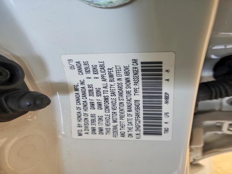 2019 Honda Civic მანქანა იყიდება აუქციონზე, vin: 2HGFC2F64KH564078, აუქციონის ნომერი: 63585706