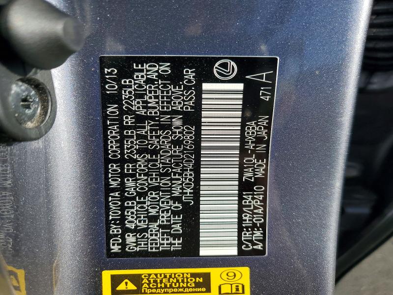 Aukcja sprzedaży 2013 Lexus Ct, vin: JTHKD5BH4D2169802, numer aukcji: 66179546