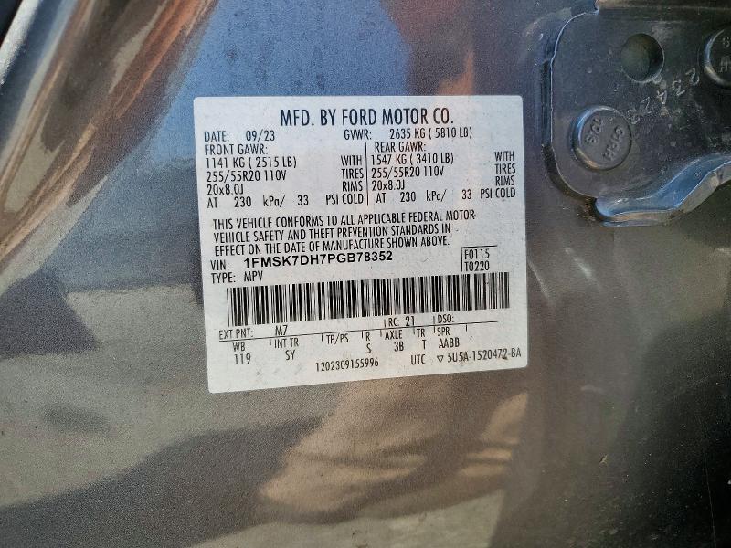 66492716 :رقم المزاد ، 1FMSK7DH7PGB78352 vin ، 2023 Ford Explorer مزاد بيع