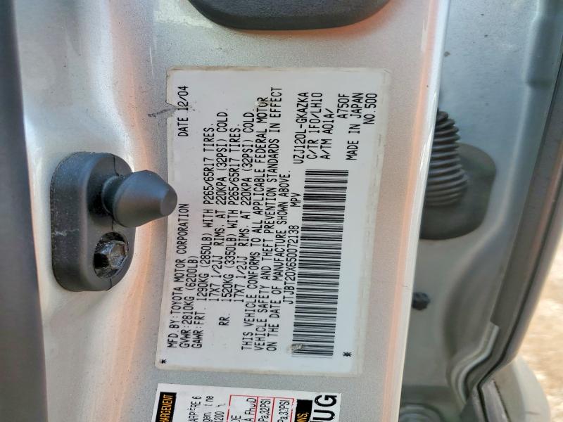Auction sale of the 2005 Lexus Gx, vin: JTJBT20X650072138, lot number: 64558996