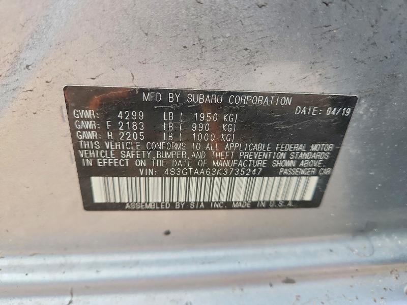 Продаж на аукціоні авто 2019 Subaru Impreza, vin: 4S3GTAA63K3735247, номер лоту: 64132126
