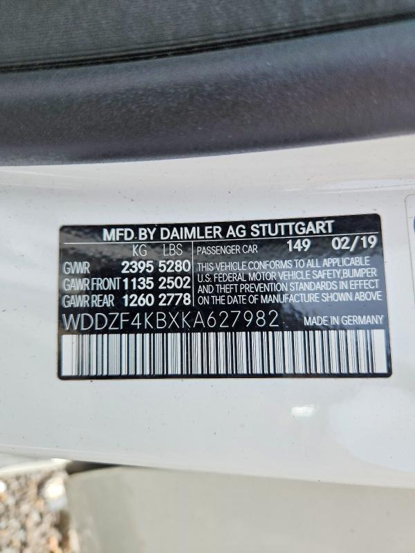 Продаж на аукціоні авто 2019 Mercedes-benz E, vin: WDDZF4KBXKA627982, номер лоту: 63610646