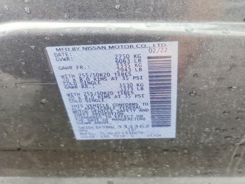 Продажа на аукционе авто 2022 Infiniti Qx60, vin: 5N1DL1FS8NC333362, номер лота: 63376086