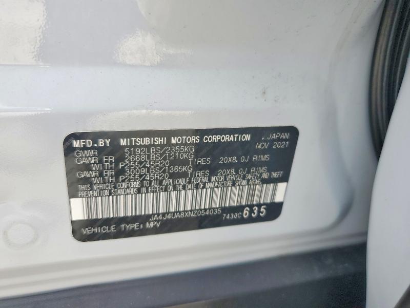 Продаж на аукціоні авто 2022 Mitsubishi Outlander, vin: JA4J4UA8XNZ054035, номер лоту: 63931026