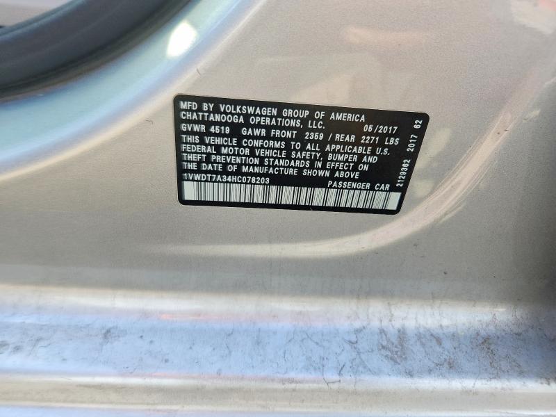 Aukcja sprzedaży 2017 Volkswagen Passat, vin: 1VWDT7A34HC078203, numer aukcji: 65549766