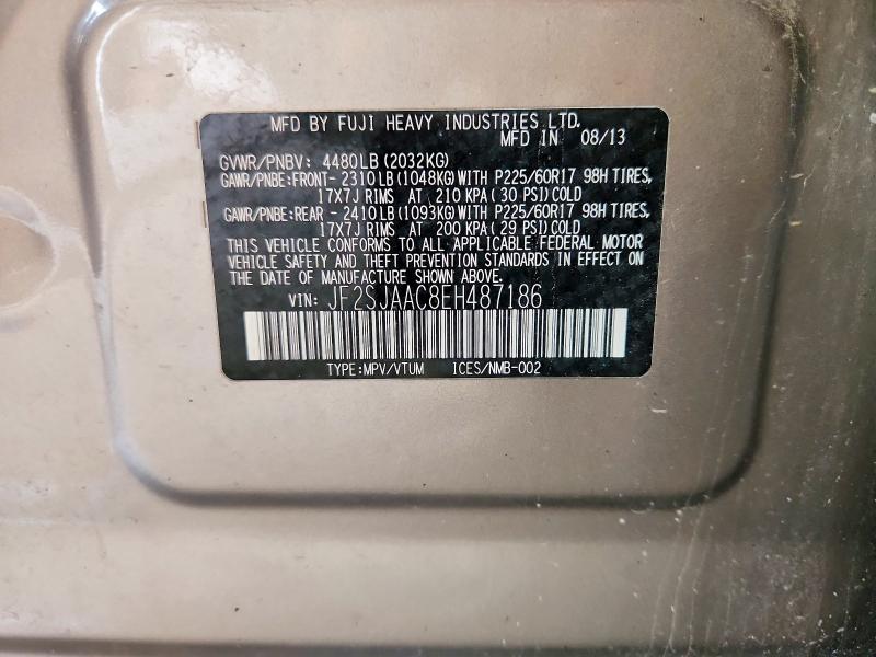 Продаж на аукціоні авто 2014 Subaru Forester, vin: JF2SJAAC8EH487186, номер лоту: 63131286