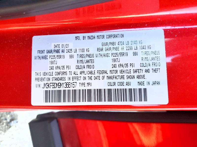 Продаж на аукціоні авто 2021 Mazda Cx-5, vin: JM3KFBDM9M1366157, номер лоту: 66749676