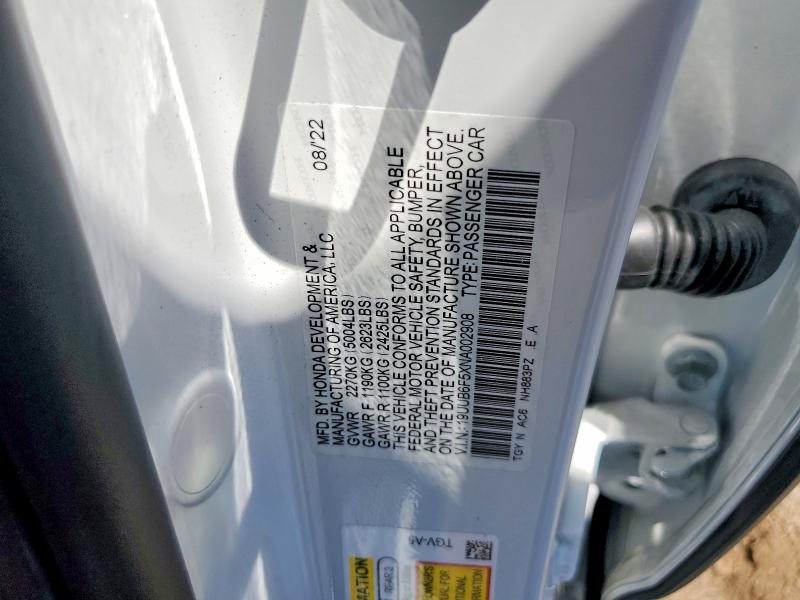 Auction sale of the 2022 Acura Tlx, vin: 19UUB6F5XNA002908, lot number: 63586856