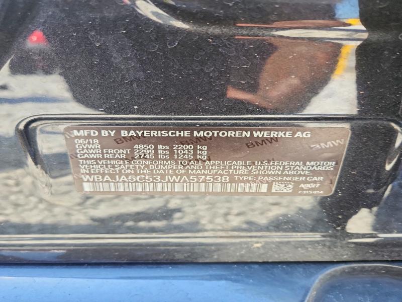 Продаж на аукціоні авто 2018 Bmw 530, vin: WBAJA5C53JWA57538, номер лоту: 65482956