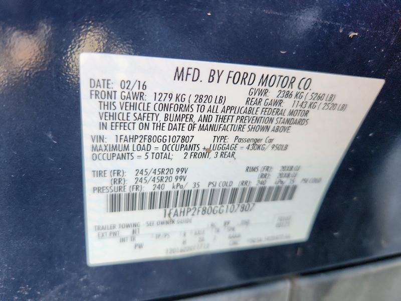 Aukcja sprzedaży 2016 Ford Taurus, vin: 1FAHP2F80GG107807, numer aukcji: 66369736