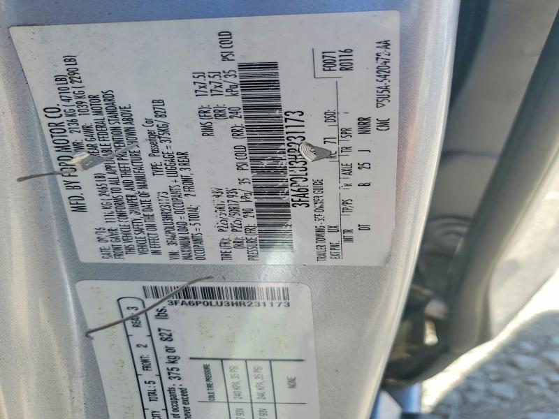 Aukcja sprzedaży 2017 Ford Fusion, vin: 3FA6P0LU3HR231173, numer aukcji: 65325256