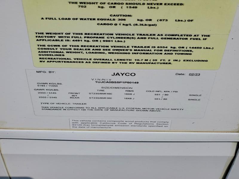 Auction sale of the 2023 Jayco Eagle, vin: 1UJCA0BS5P1P50149, lot number: 64080926