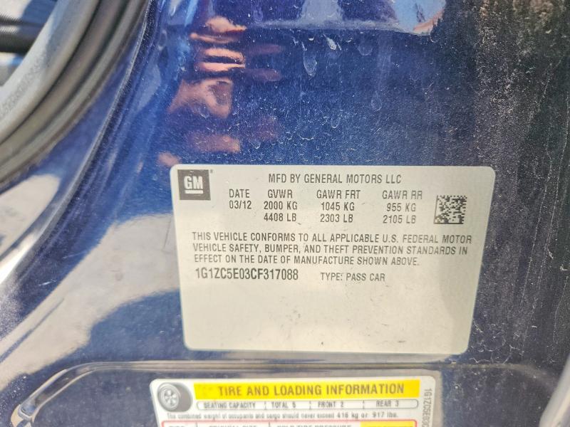 2012 Chevrolet Malibu მანქანა იყიდება აუქციონზე, vin: 1G1ZC5E03CF317088, აუქციონის ნომერი: 63705286