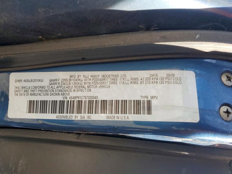 Продаж на аукціоні авто 2009 Subaru Outback, vin: 4S4BP61C797329343, номер лоту: 63734426