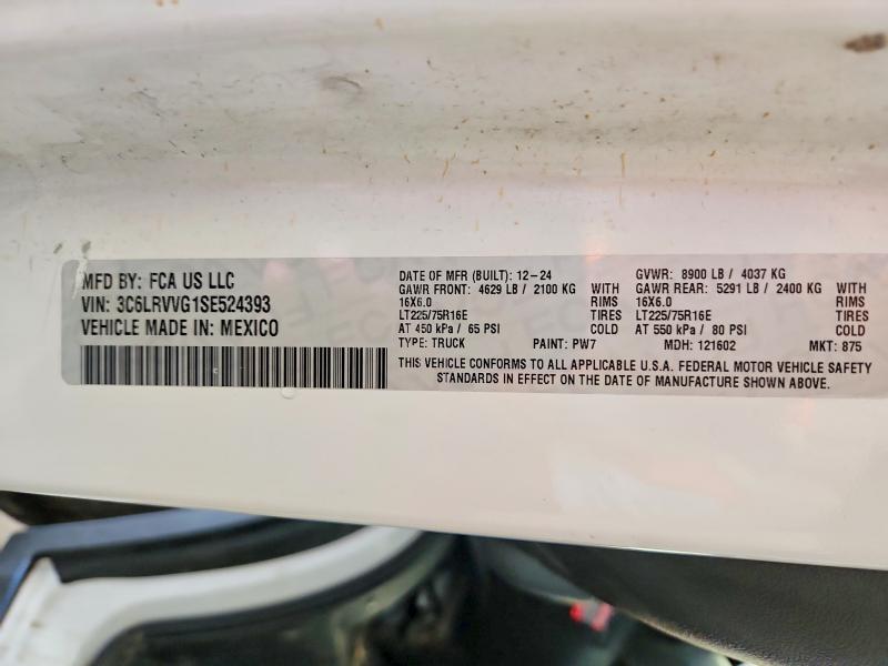 63766006 :رقم المزاد ، 3C6LRVVG1SE524393 vin ، 2025 Ram Promaster 2500 مزاد بيع