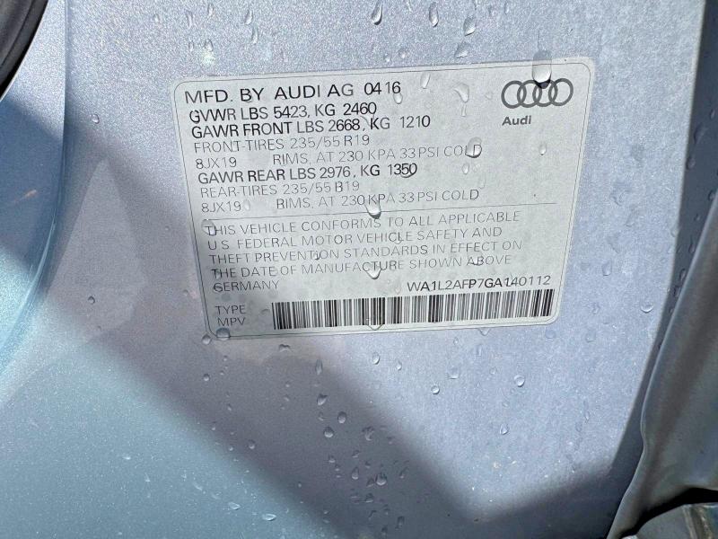 Aukcja sprzedaży 2016 Audi Q5, vin: WA1L2AFP7GA140112, numer aukcji: 66593336