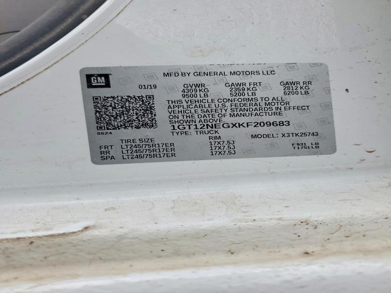 2019 Gmc Sierra მანქანა იყიდება აუქციონზე, vin: 1GT12NEGXKF209683, აუქციონის ნომერი: 65358306