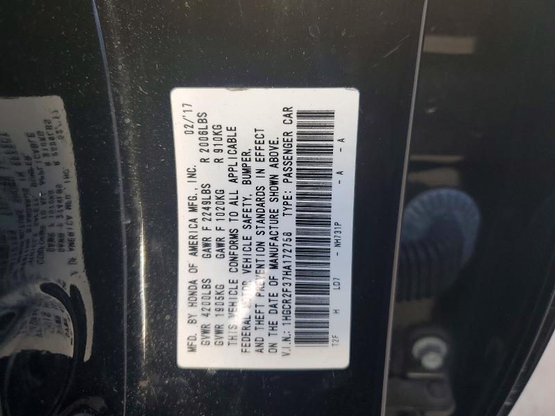 Продаж на аукціоні авто 2017 Honda Accord, vin: 1HGCR2F37HA172758, номер лоту: 64738736