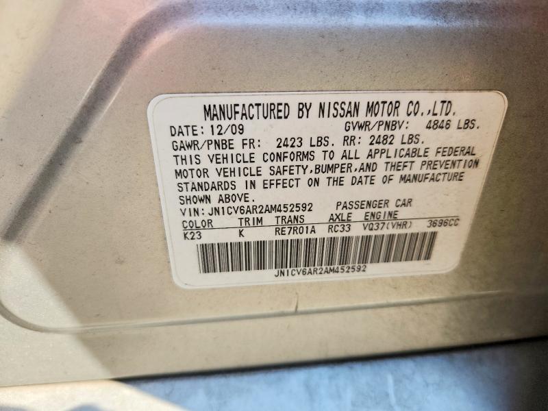 Продажа на аукционе авто 2010 Infiniti G37 Sedan, vin: JN1CV6AR2AM452592, номер лота: 65797396