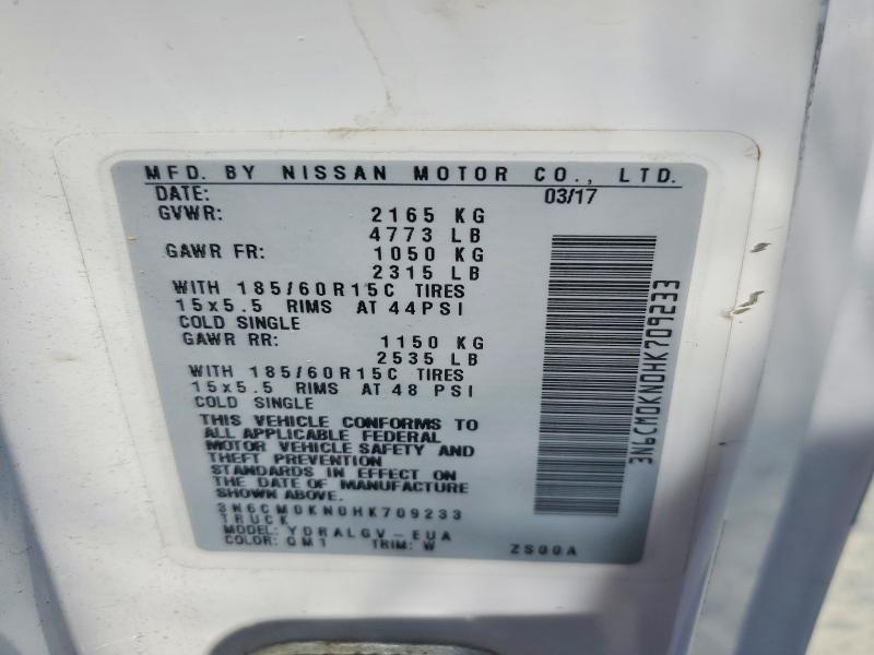 Продаж на аукціоні авто 2017 Nissan Nv200, vin: 3N6CM0KN0HK709233, номер лоту: 66276036