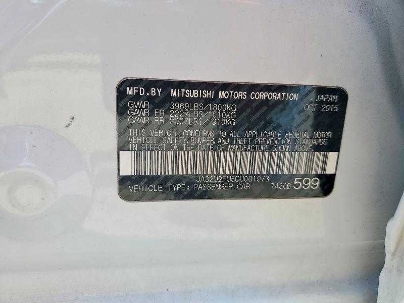 66217966 :رقم المزاد ، JA32U2FU5GU001973 vin ، 2016 Mitsubishi Lancer مزاد بيع
