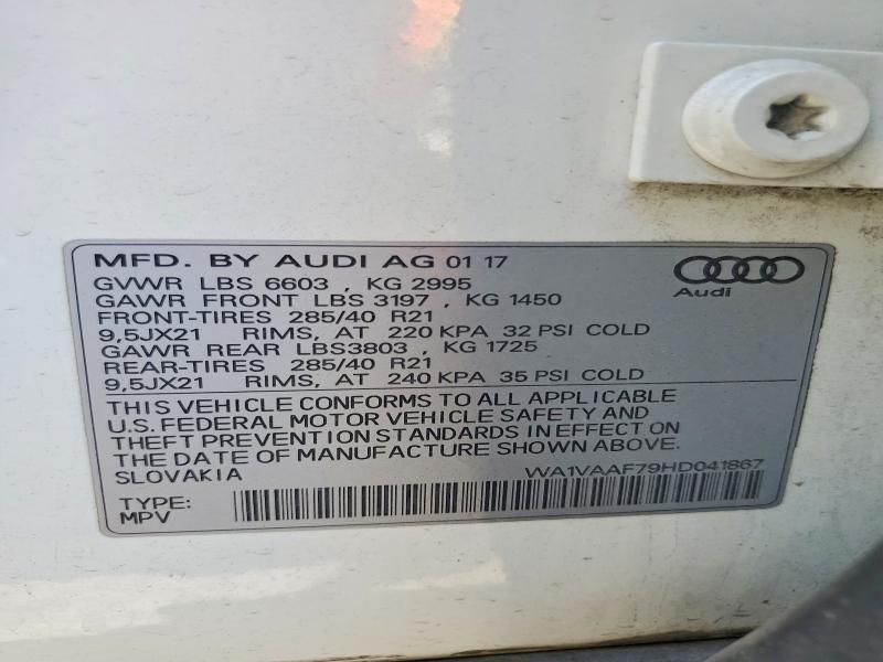 Продажа на аукционе авто 2017 Audi Q7, vin: WA1VAAF79HD041867, номер лота: 64119326