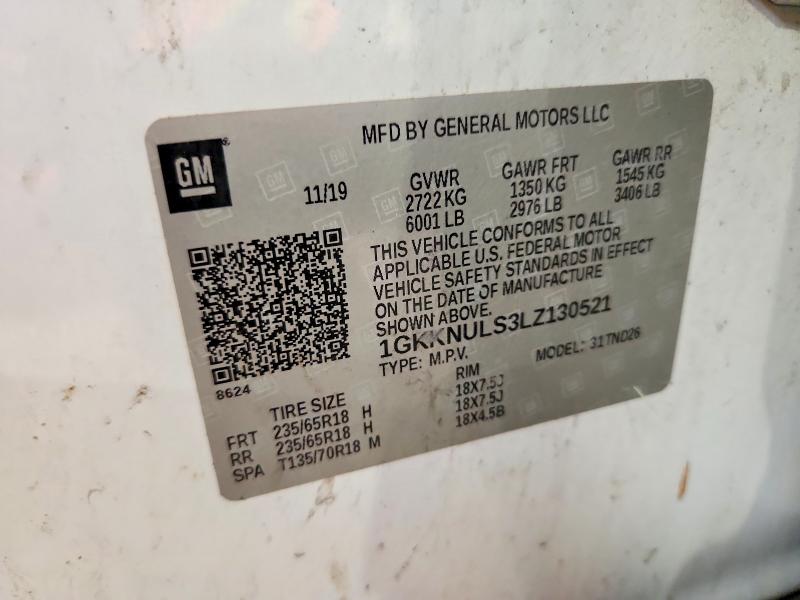 66115186 :رقم المزاد ، 1GKKNULS3LZ130521 vin ، 2020 Gmc Acadia مزاد بيع