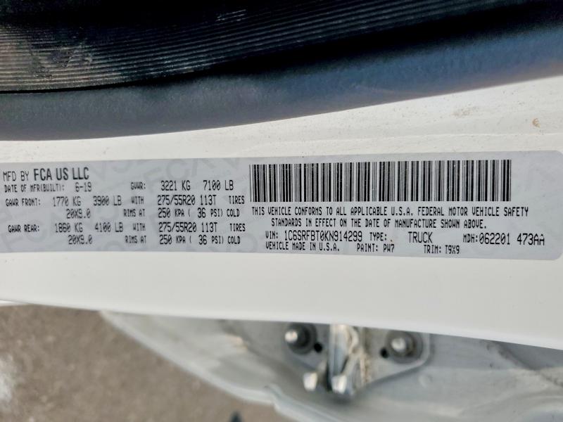 64506206 :رقم المزاد ، 1C6SRFBT0KN914299 vin ، 2019 Ram 1500 مزاد بيع