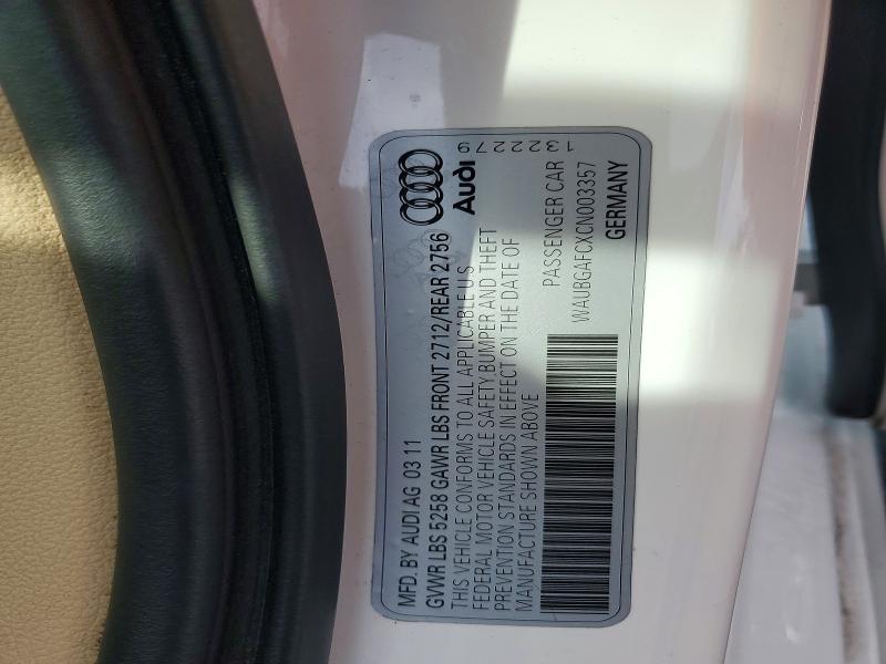 Aukcja sprzedaży 2012 Audi A6, vin: WAUBGAFCXCN003357, numer aukcji: 65057566