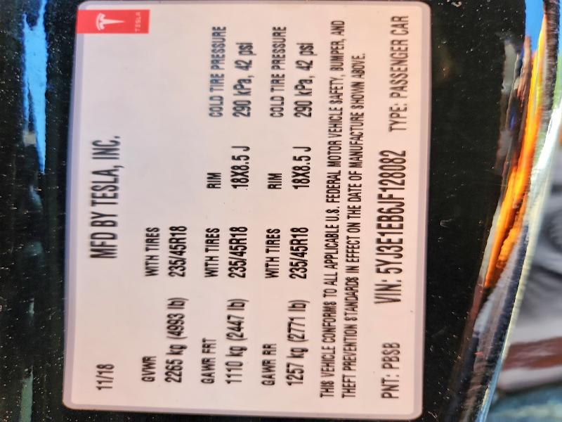65557026 :رقم المزاد ، 5YJ3E1EB6JF128082 vin ، 2018 Tesla Model 3 مزاد بيع