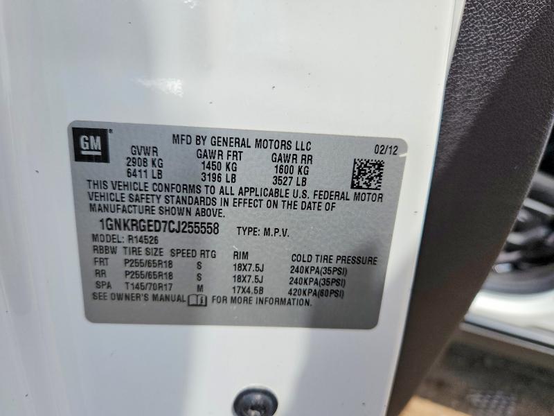 Продажа на аукционе авто 2012 Chevrolet Traverse, vin: 1GNKRGED7CJ255558, номер лота: 64618316