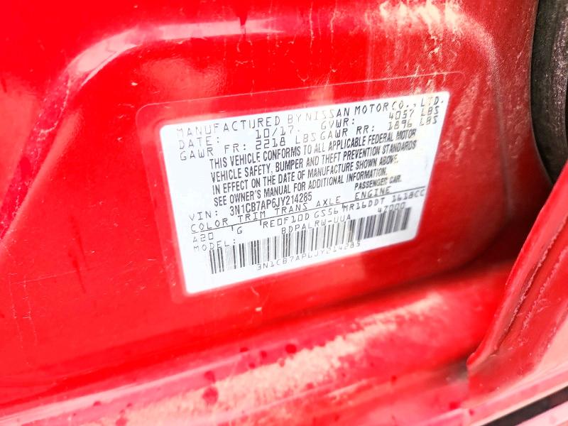 Aukcja sprzedaży 2018 Nissan Sentra, vin: 3N1CB7AP6JY214285, numer aukcji: 65499036