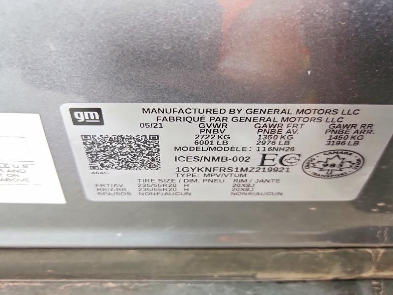2021 Cadillac Xt5 მანქანა იყიდება აუქციონზე, vin: 1GYKNFRS1MZ219921, აუქციონის ნომერი: 63356006