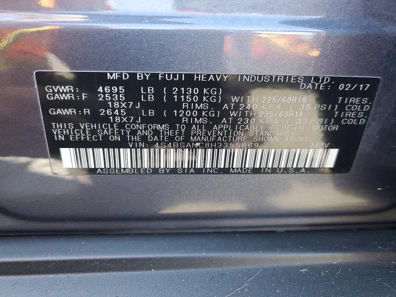 64266786 :رقم المزاد ، 4S4BSANC8H3355869 vin ، 2017 Subaru Outback مزاد بيع