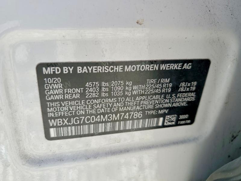 Aukcja sprzedaży 2021 Bmw X1, vin: WBXJG7C04M3M74786, numer aukcji: 66128476