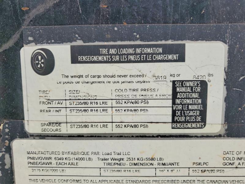 66029186 :رقم المزاد ، 4ZEGC2622K1180391 vin ، 2019 Load Trail16' Trailers مزاد بيع