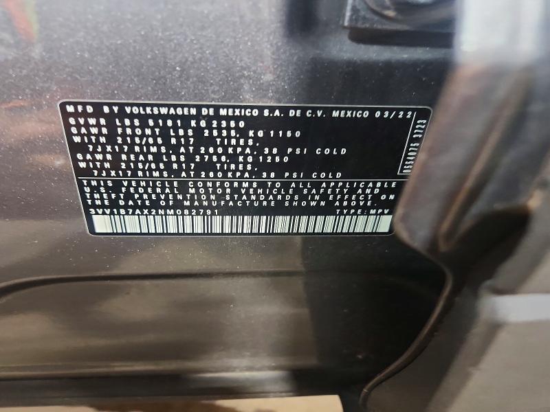 Продаж на аукціоні авто 2022 Volkswagen Tiguan, vin: 3VV1B7AX2NM082791, номер лоту: 64197006